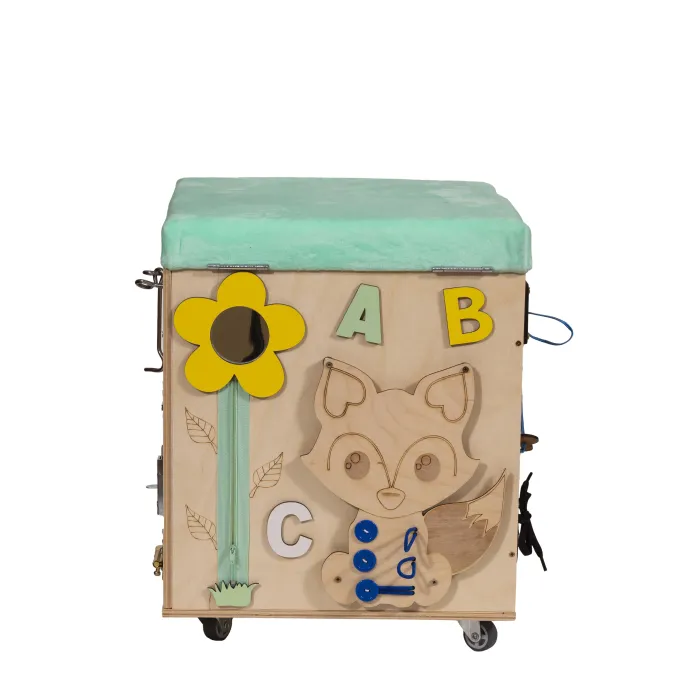 Wielofunkcyjny puf do nauki i kreatywnej zabawy dla dzieci z elementami sensorycznymi