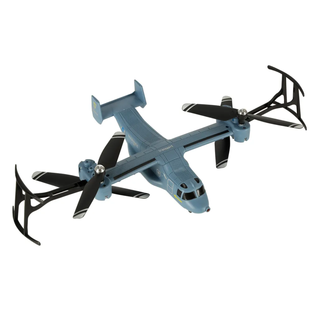 Zbliżenie na śmigła i obudowę drona Syma V22