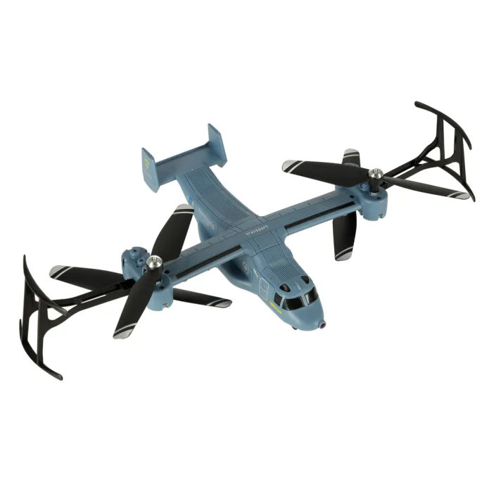 Zbliżenie na śmigła i obudowę drona Syma V22