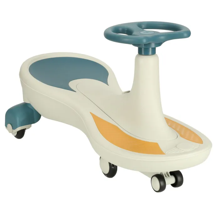 Pojazd dla dzieci z LED, świecącymi kołami i muzyką, model niebiesko-biały