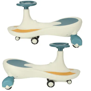 Solidny jeździk na świecących kołach LED do 100 kg, wersja niebiesko-biała