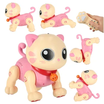 Różowy interaktywny kot robot zdalnie sterowany na pilota