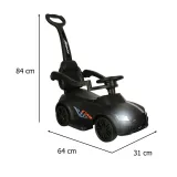 Czarny samochód pchacz 3w1 eksponujący koła i estetyczny design