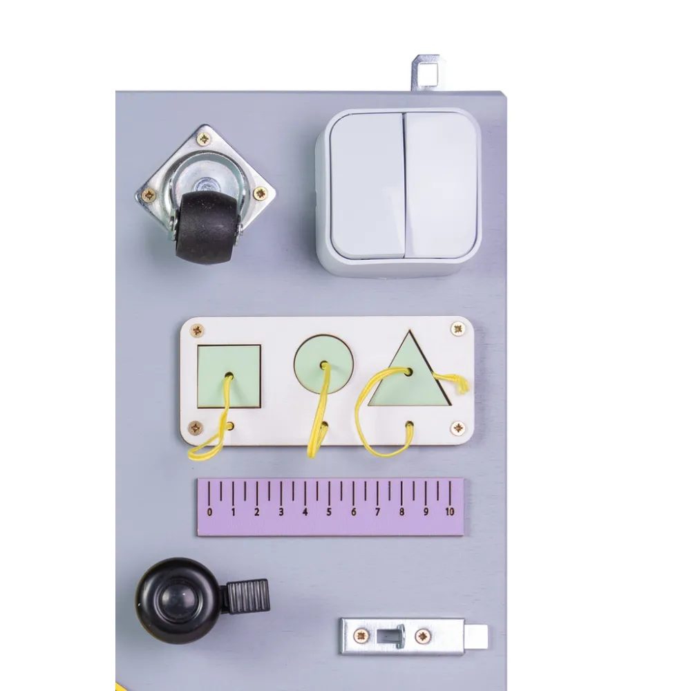 Tablica edukacyjna 50x37,5 cm z kółkami zębatymi i zamkami dla dzieci