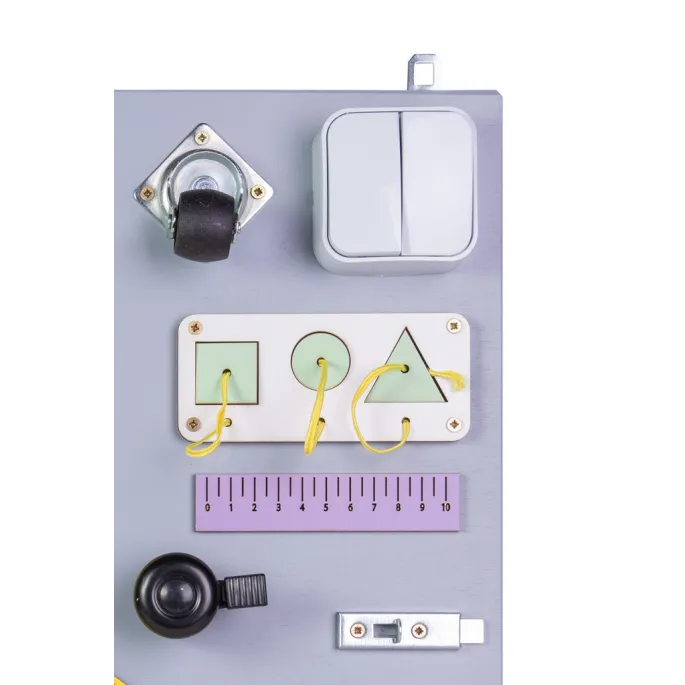 Tablica edukacyjna 50x37,5 cm z kółkami zębatymi i zamkami dla dzieci