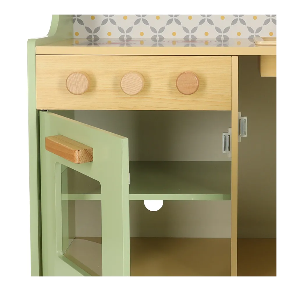 Nowoczesna drewniana kuchnia dziecięca do odgrywania ról w domu