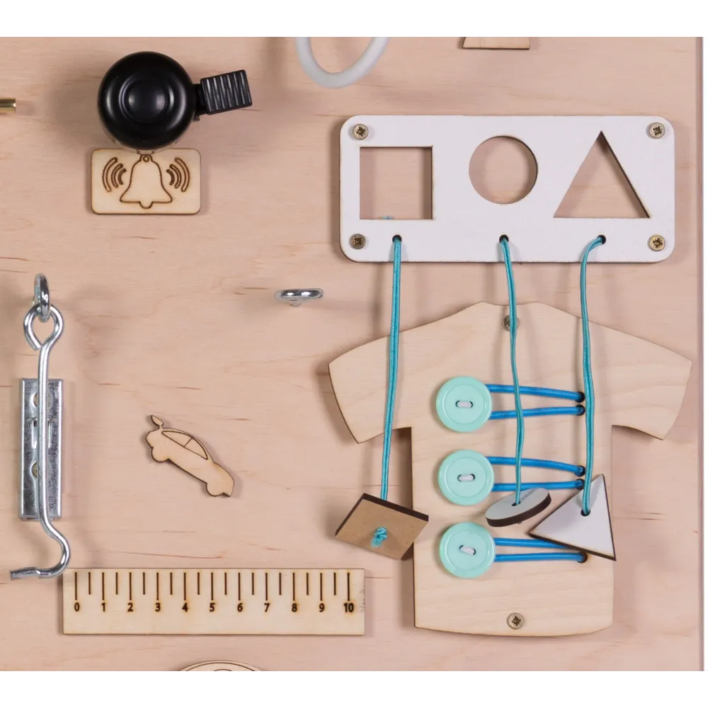 Tablica edukacyjna z zamkami, zegarem i sorterem dla dzieci