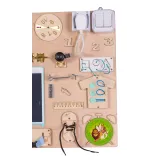 Zabawka drewniana Montessori z lusterkiem, rzepem i kłódką