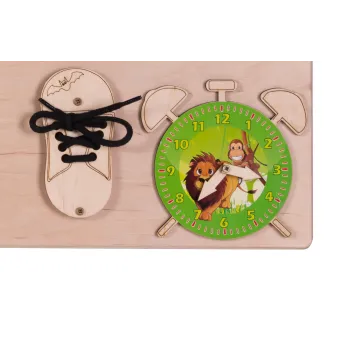 Tablica sensoryczna 75x50 cm z elementami ruchomymi i sznurowadłem