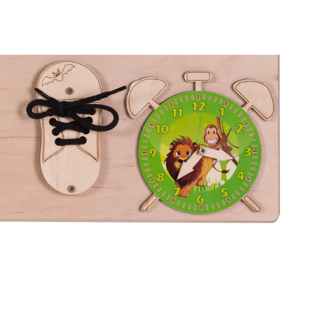 Tablica sensoryczna 75x50 cm z elementami ruchomymi i sznurowadłem