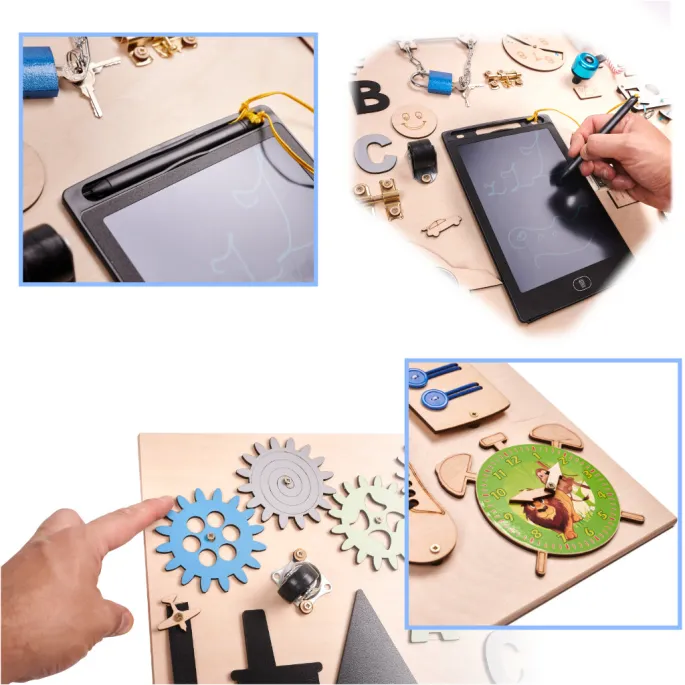 Tablica edukacyjna z grzbietem i plastikowymi dodatkami dla dzieci