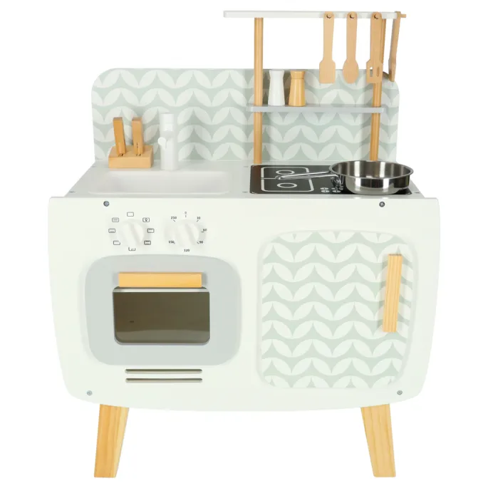 Zestaw do zabawy w gotowanie dla małych dzieci z drewnianą kuchnią