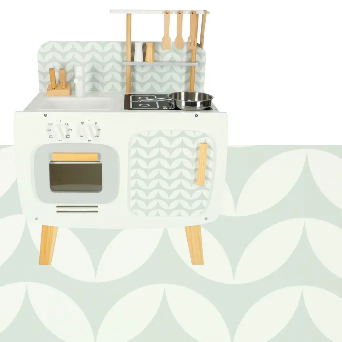 Kuchnia drewniana retro, rozwijająca zdolności manualne i społeczne dzieci