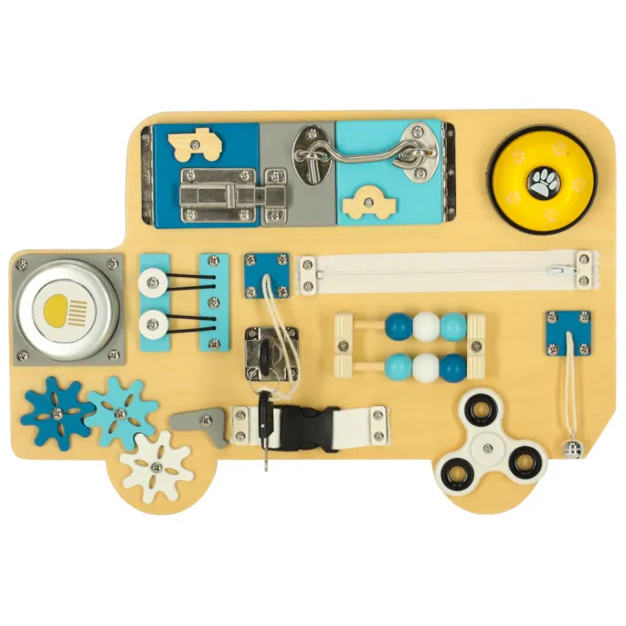 Kolorowa tablica edukacyjna LULILO BUSO z licznymi elementami