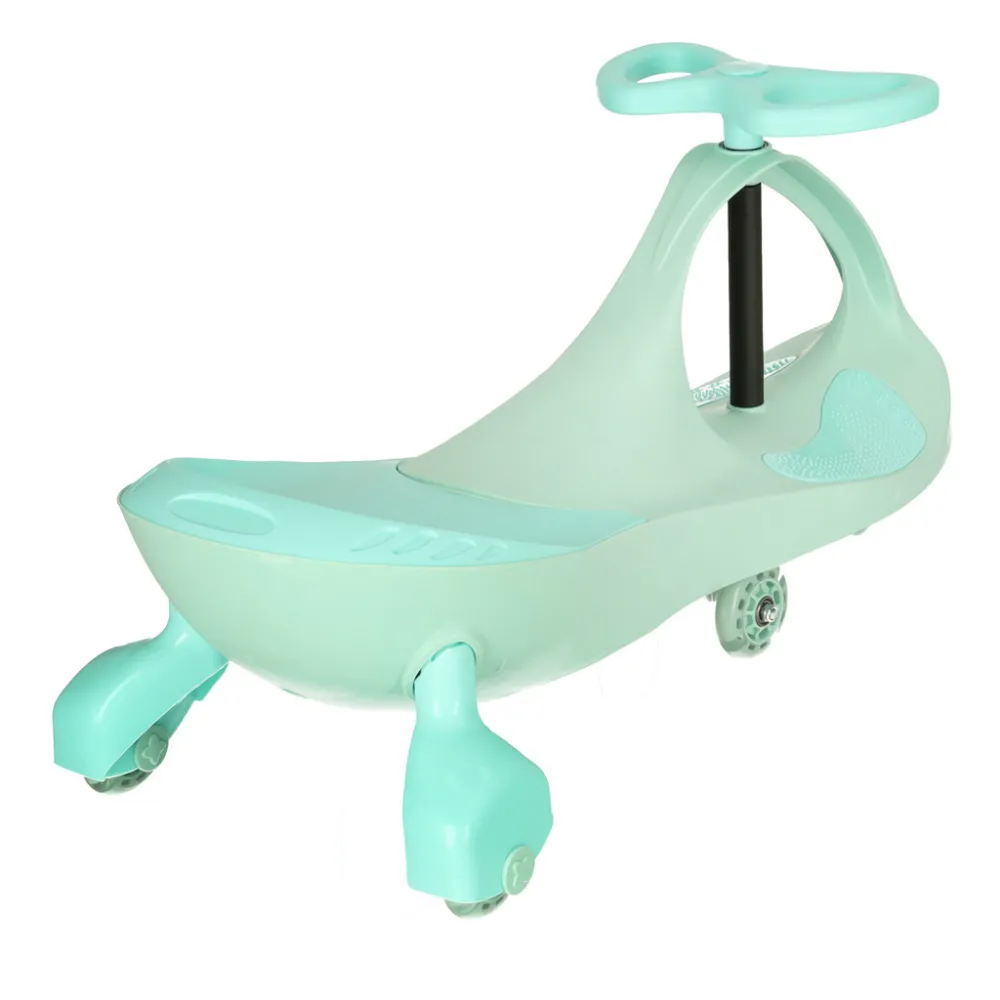 Kolorowe koła LED w jeździku dla dzieci Swing Fix S3, ujęcie od dołu