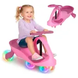 Różowy jeździk grawitacyjny LED dla dzieci ze świecącymi kołami