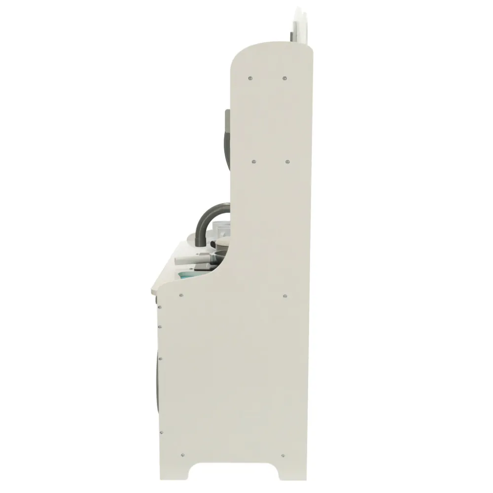 Realistyczna dziecięca kuchnia drewniana z mikrofalówką i pralką