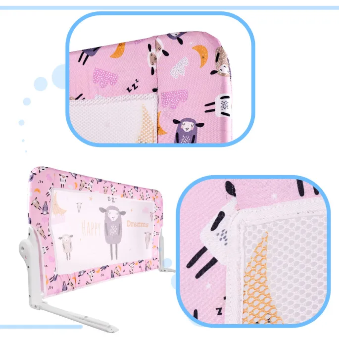 Otwierana barierka ochronna do łóżka z przewiewną siatką i uniwersalnym designem