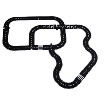 Zestaw puzzle 2w1 z trasą dla samochodzików – widok wszystkich elementów