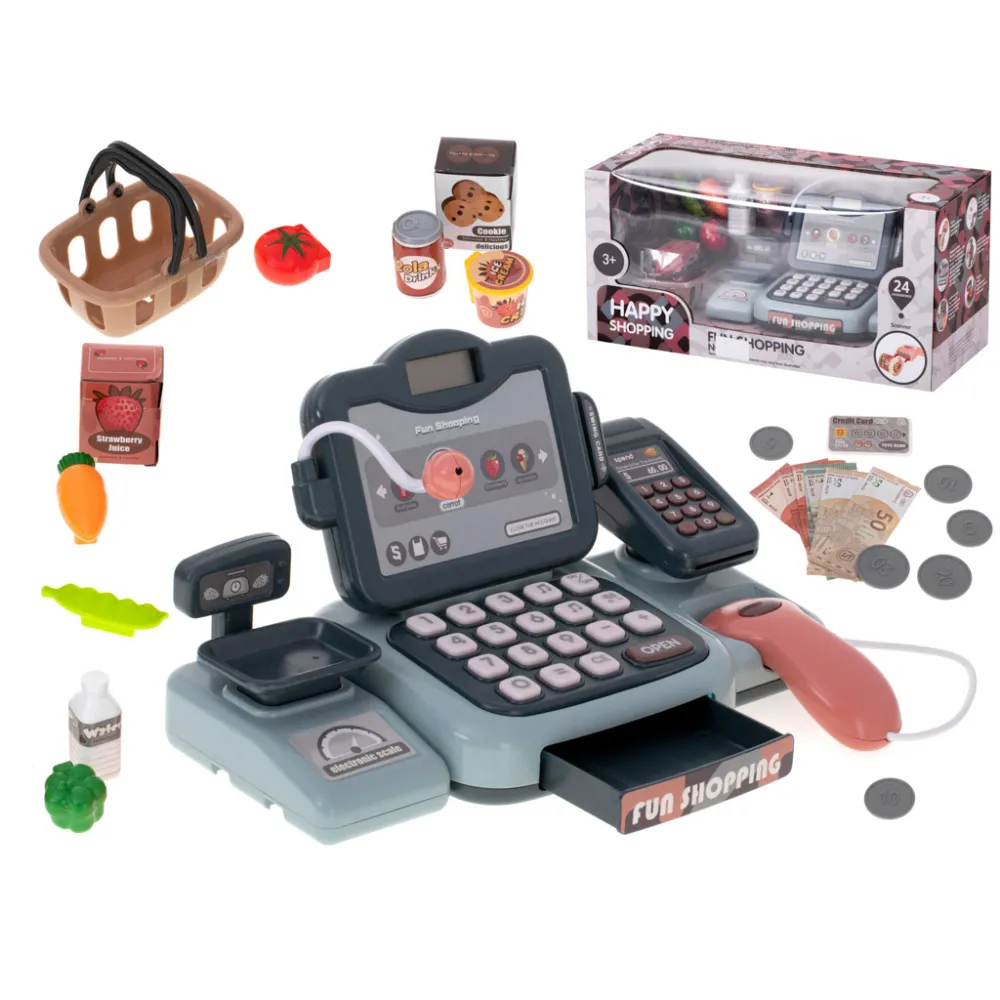 Kolorowa kasa fiskalna dla dzieci z efektami świetlnymi i dźwiękowymi