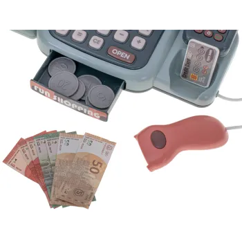 Interaktywna kasa ze skanerem, koszykiem na zakupy oraz czytnikiem kart