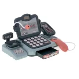 Plastikowy koszyk na zakupy z warzywami i kartonami do zabawy