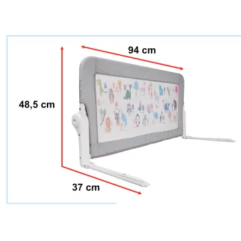 Składana barierka do łóżka 90 cm z przezroczystą siatką