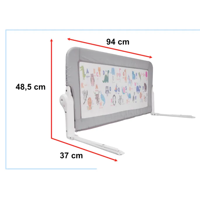 Składana barierka do łóżka 90 cm z przezroczystą siatką