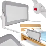 Barierka ochronna do łóżka 120cm w kolorze szarym widziana z boku