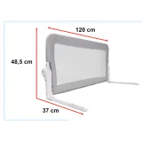 Szara barierka ochronna na łóżku dziecięcym – zbliżenie na montaż