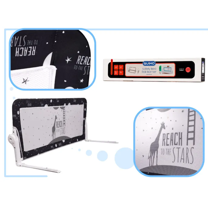 barierka do łóżka otwierana z metalową ramą i przezroczystą siatką