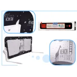 barierka do łóżka otwierana z metalową ramą i przezroczystą siatką