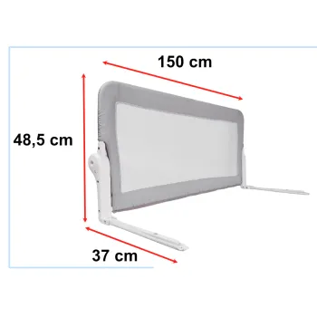 Otwierana barierka ochronna 150 cm do łóżka z odpornego tworzywa