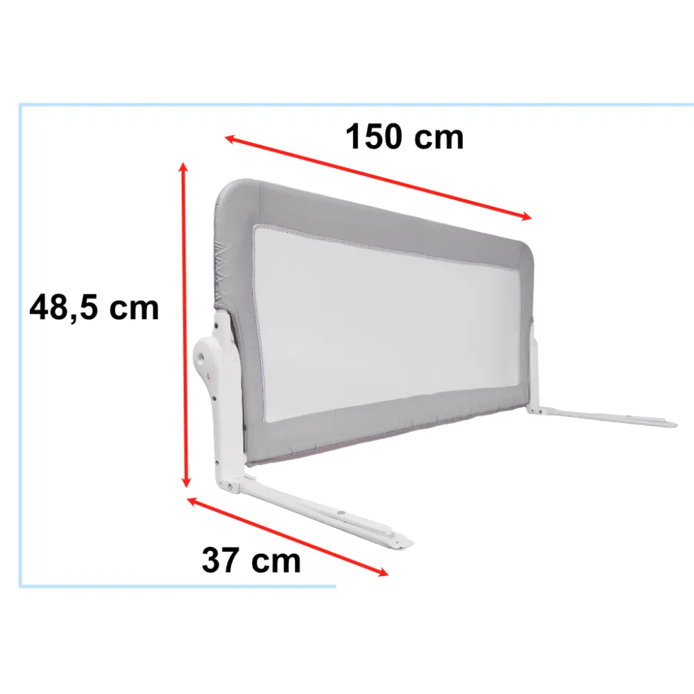 Otwierana barierka ochronna 150 cm do łóżka z odpornego tworzywa