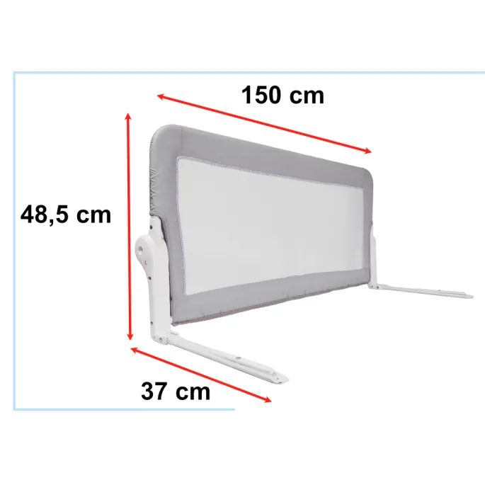 Otwierana barierka ochronna 150 cm do łóżka z odpornego tworzywa