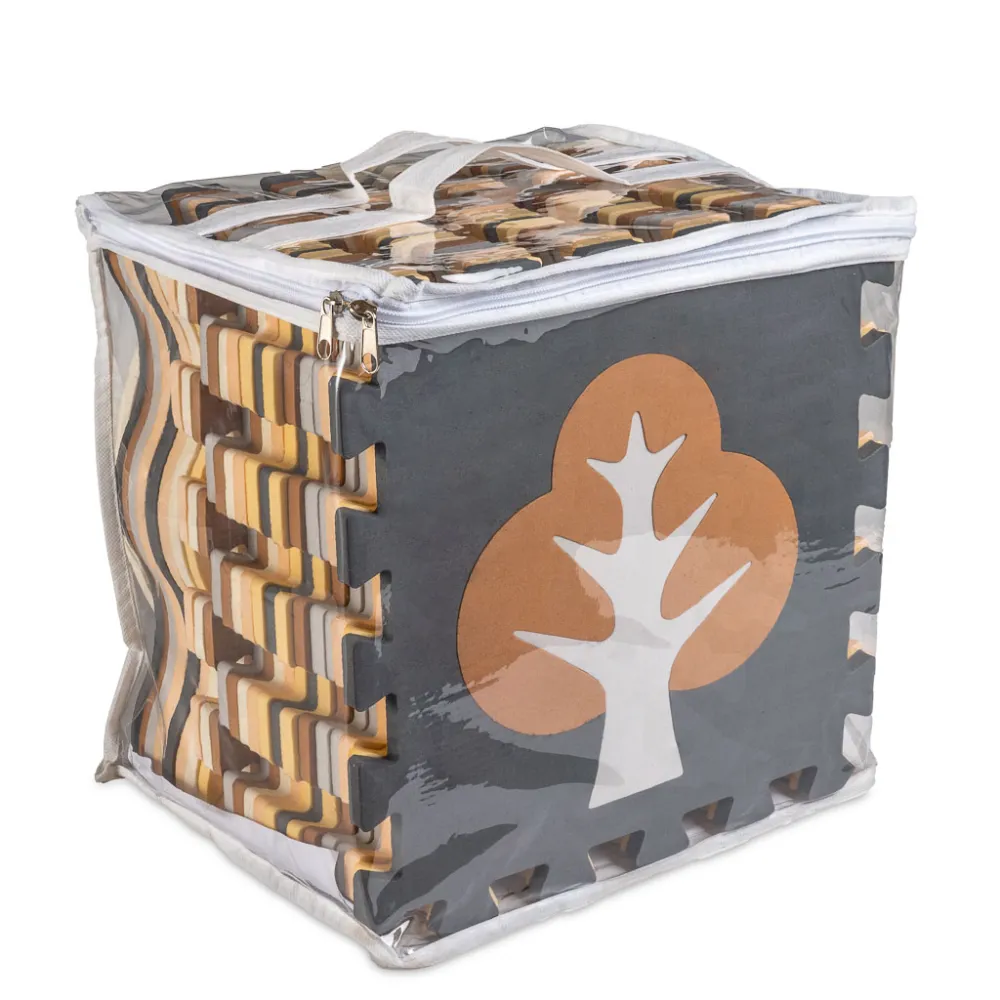 Piankowa mata edukacyjna 143x143 cm z 36 elementami ułożona na podłodze