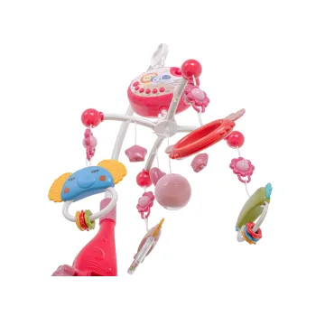 Bezpieczna karuzela z projektorem i sympatycznymi zwierzątkami zawieszkami