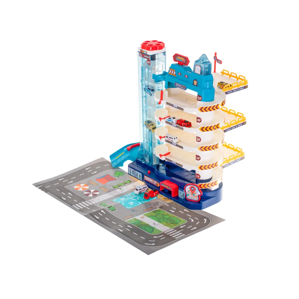 Parking piętrowy z efektami świetlnymi i dźwiękowymi dla dzieci
