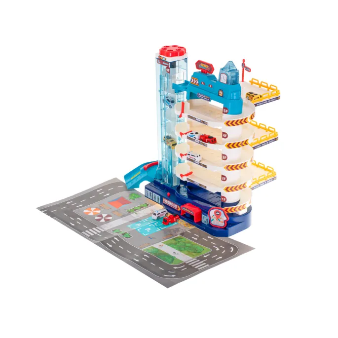 Parking piętrowy z efektami świetlnymi i dźwiękowymi dla dzieci