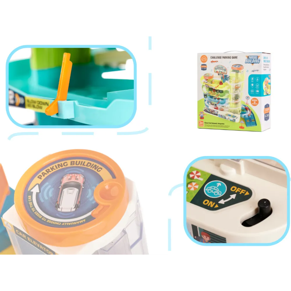 Interaktywny, czteropoziomowy garaż z autkami do kreatywnej zabawy