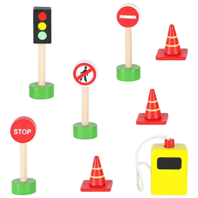 Bezpieczny drewniany garaż z akcesoriami do nauki ruchu drogowego