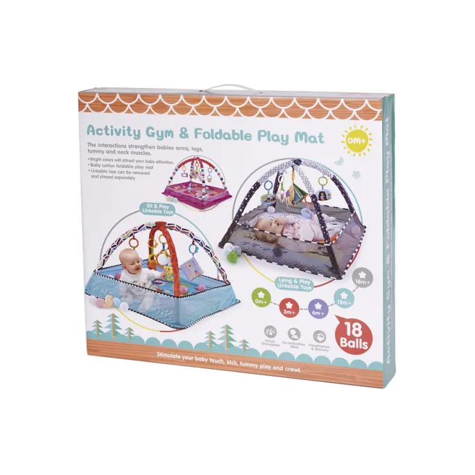 Gryzak, piłeczki i barwne dodatki maty edukacyjnej dla niemowląt