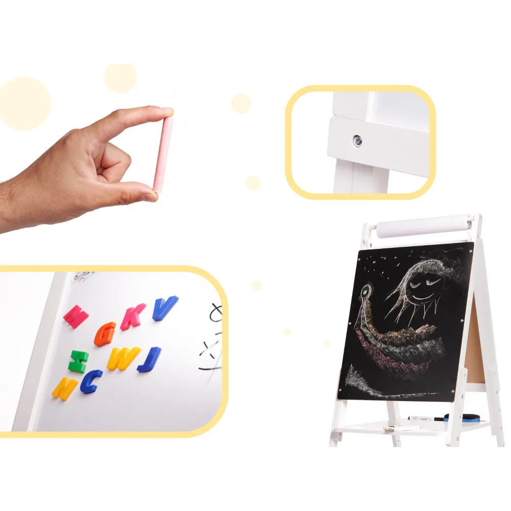 Duża tablica stojąca – strona biała do pisania markerem i przyczepiania magnesów