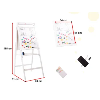 Tablica kredowa dla dzieci z półką na akcesoria i papierem do rysowania