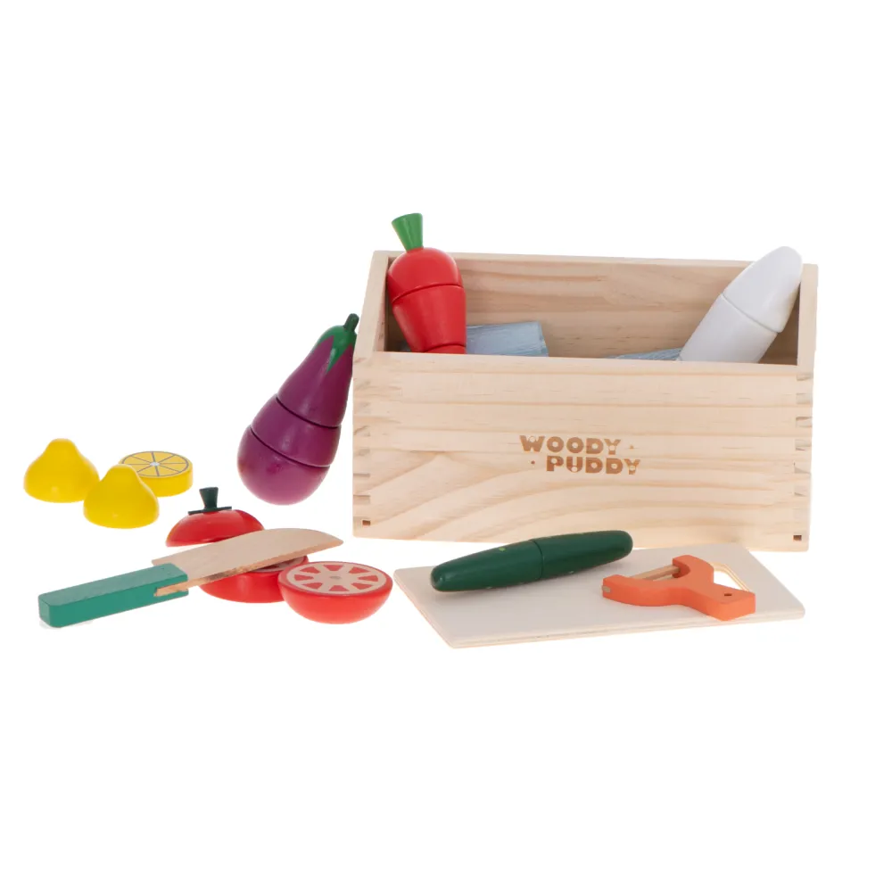 Kolorowe drewniane warzywa z magnesami do nauki krojenia