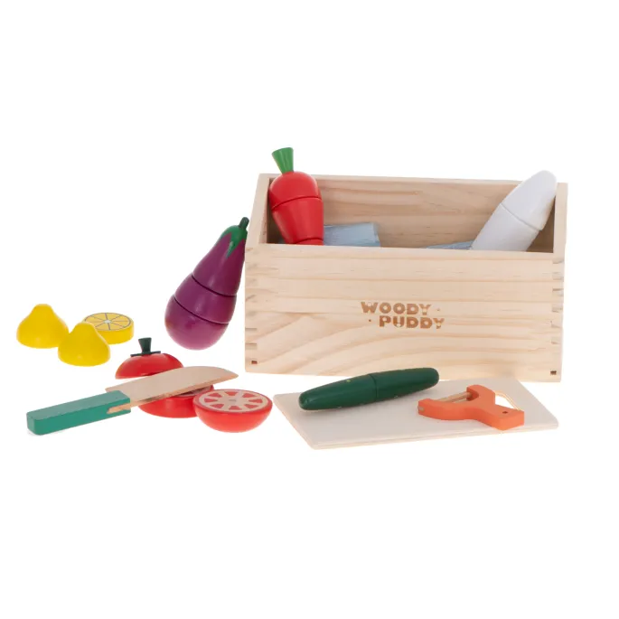 Kolorowe drewniane warzywa z magnesami do nauki krojenia