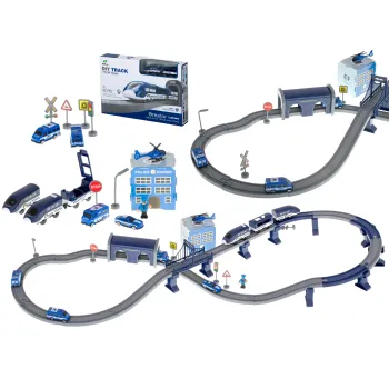 Zestaw kolejka elektryczna pociąg policja z 92 elementami do zabawy