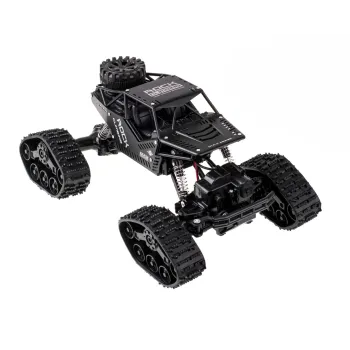 Czarny samochód RC Rock Crawler 4x4 z dużymi oponami terenowymi