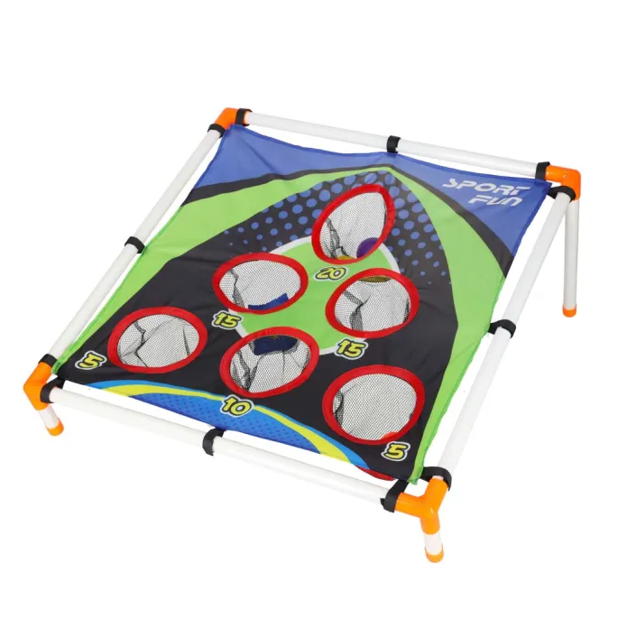 Elementy gry zręcznościowej: stelaż i tarcza z otworami