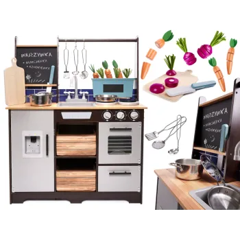 drewniana kuchnia loft XXL dla dzieci z akcesoriami i realistycznymi detalami